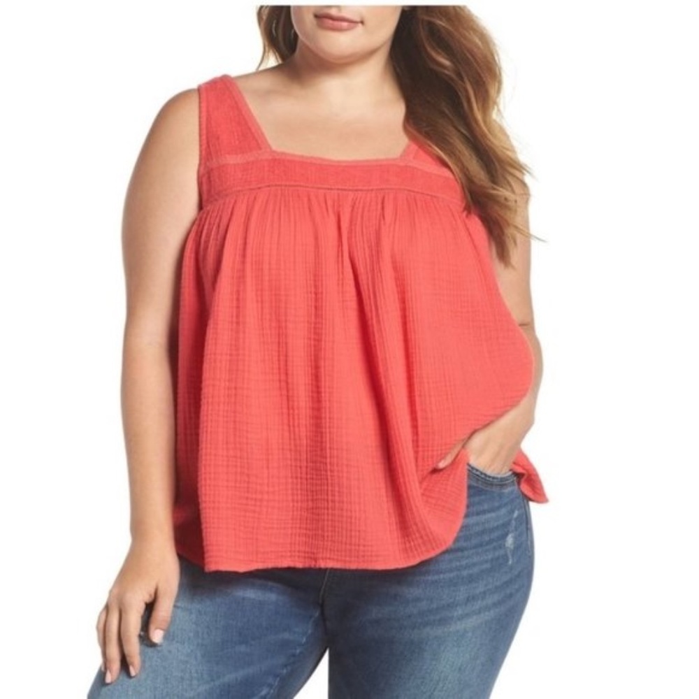 Caslon Embroidered Tank (Plus Size)